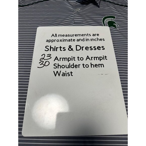 Russell Golf Polo Shirt Gray White Stripe Spartan MSU Logo Men's Size L - Picture 11 of 11
